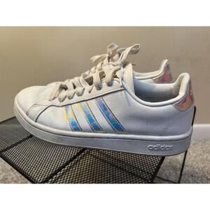 Adidas Leather Sneakers Shoes - Women’s 8 - White Iridescent Cloudfoam